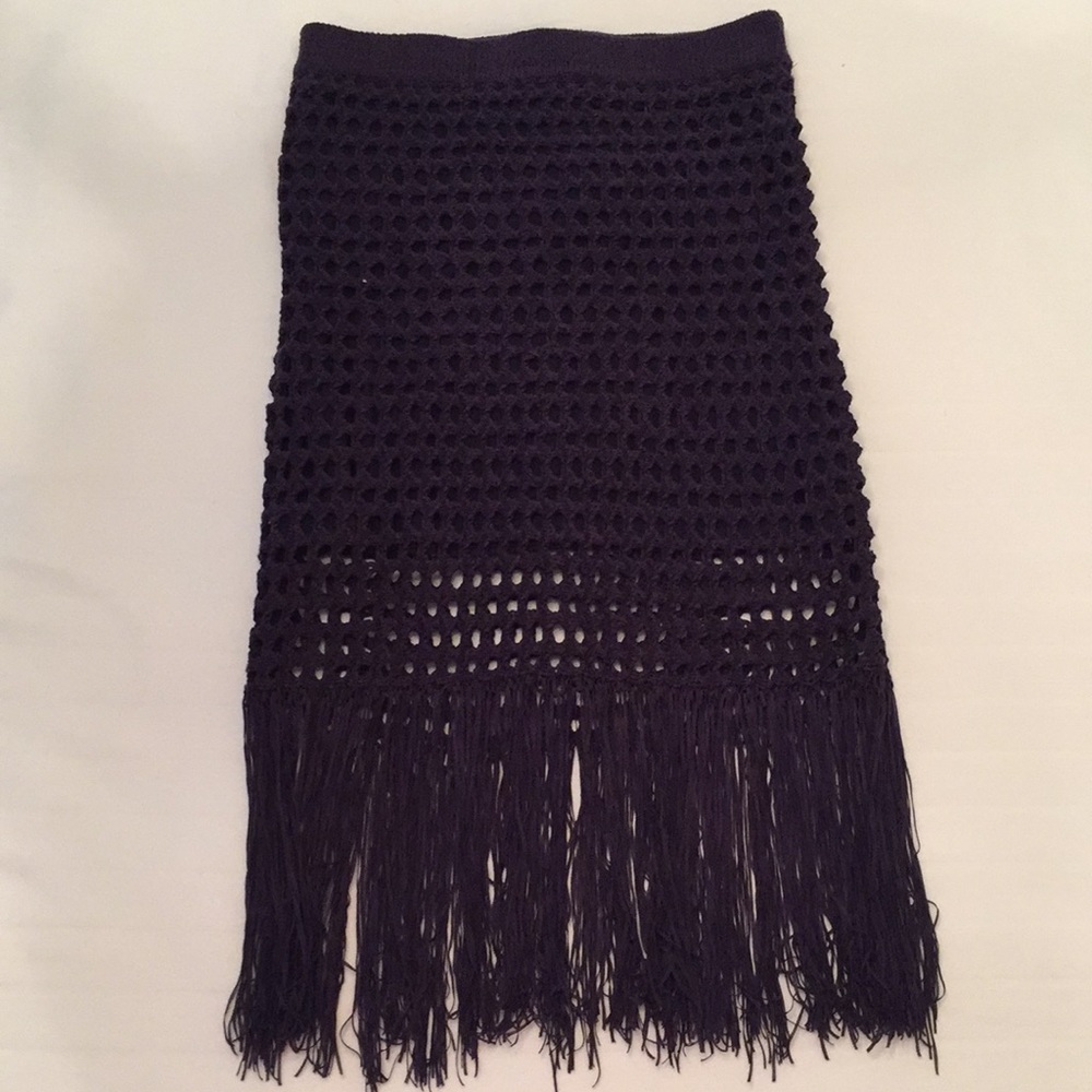 Navy fringe skirt